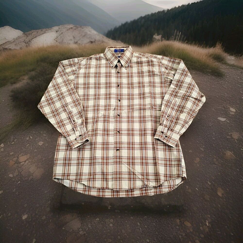 Pendleton Plaid Button Down Shirt Broadway Cloth Men's Size Medium